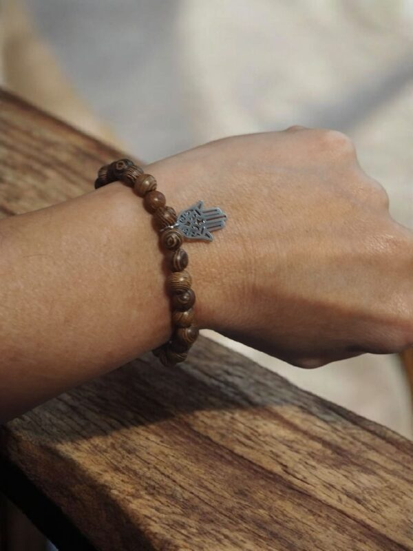 PULSERA PALO SANTO CON DIJE MANO DE FATIMA - Imagen 3