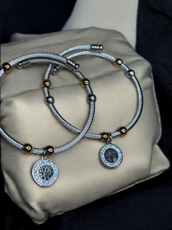 PULSERA ACERO BICOLOR CON DIJE ARBOL DE LA VIDA - Imagen 3