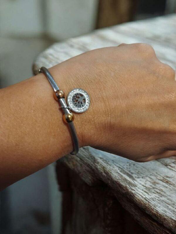 PULSERA ACERO BICOLOR CON DIJE ARBOL DE LA VIDA - Imagen 4