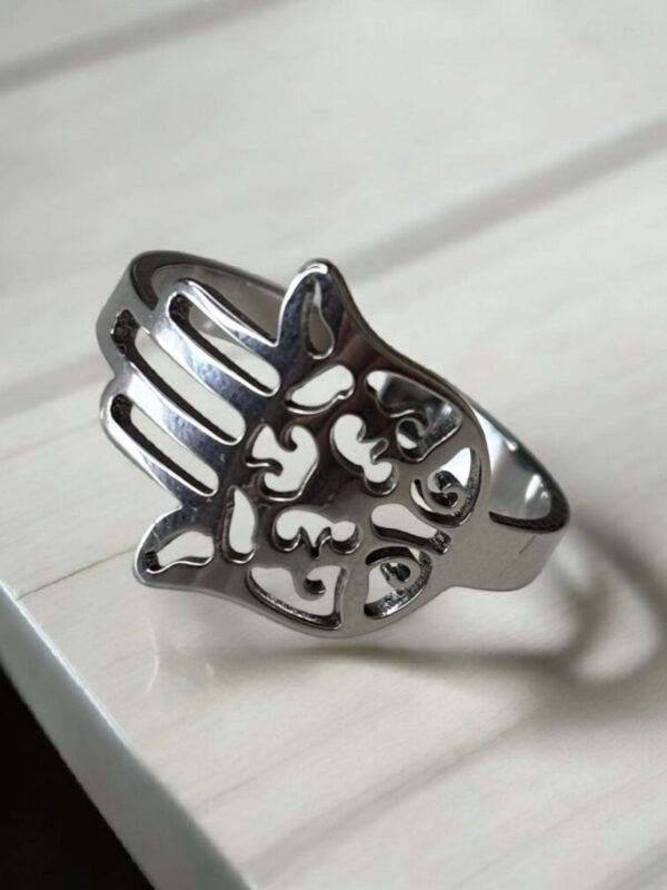 ANILLO ACERO MANO DE FATIMA AJUSTABLE - Imagen 2