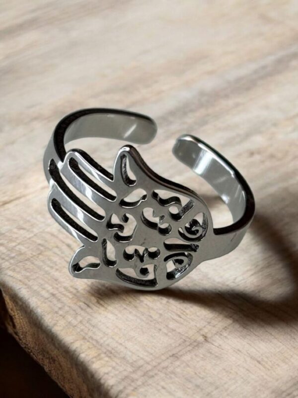 ANILLO ACERO MANO DE FATIMA AJUSTABLE