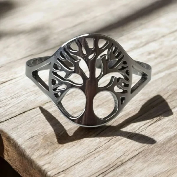 ANILLO ACERO ARBOL DE LA VIDA AJUSTABLE